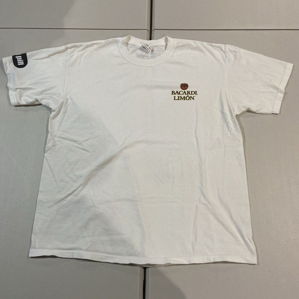 Vintage Bacardi Limon Promotional Ringer Tee XL White USA VTG 90s